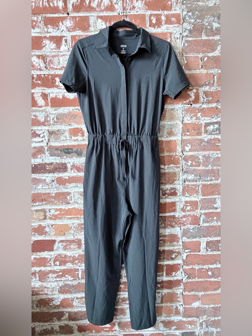 girlfriend collective Black Short-Sleeve Jumpsuit